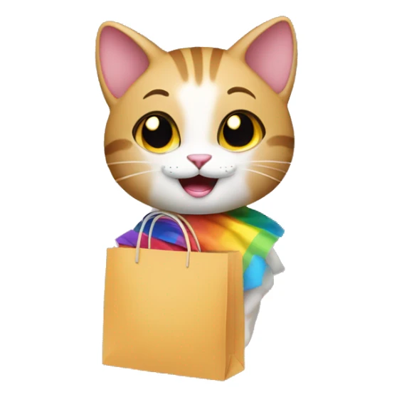 happy gay cat on a shopping spree sticker