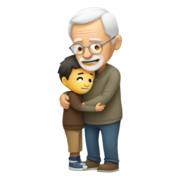 Grandfather huggings with a boy sticker