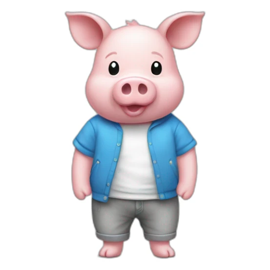 Un cochon doudou avec un t-shirt blanc et pas de pantalon sticker