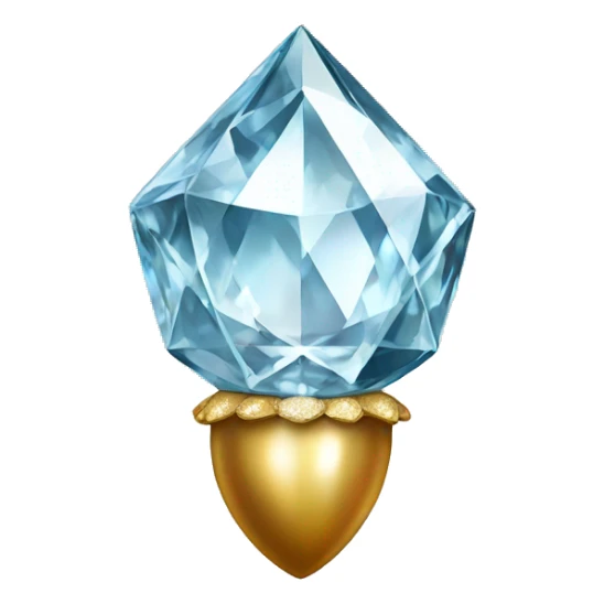 a Diamond Acorn, sparkling cut diamond, with stem of gold sticker