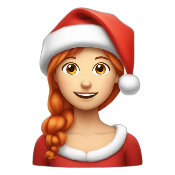 red head girl wearing Santa hat sticker