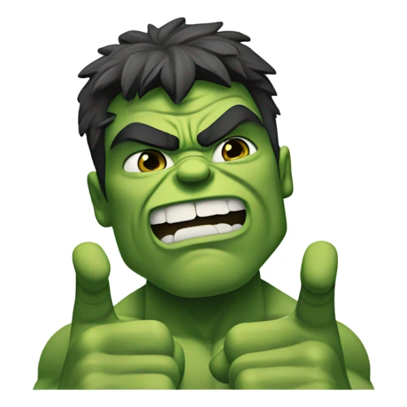 Hulk holding index finger and middle finger up (peace sign) sticker