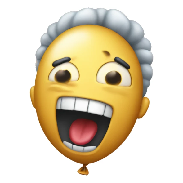 A silly face emoji where the head is a balloon blowing up sticker