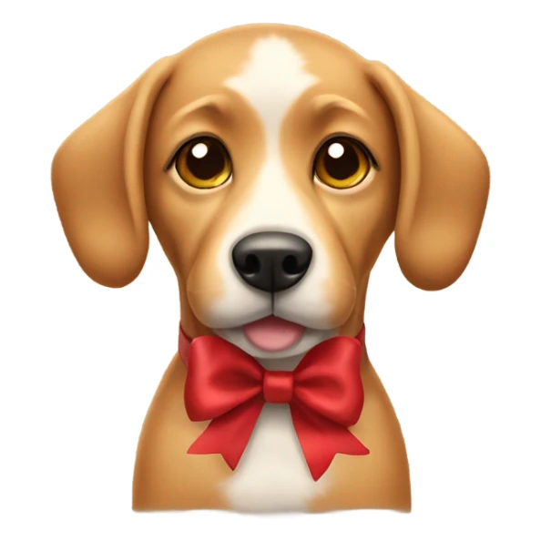 Tan dog wearing Christmas bow sticker