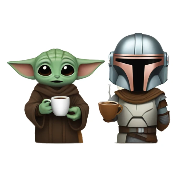 Mandalorian and grogu with coffee sticker