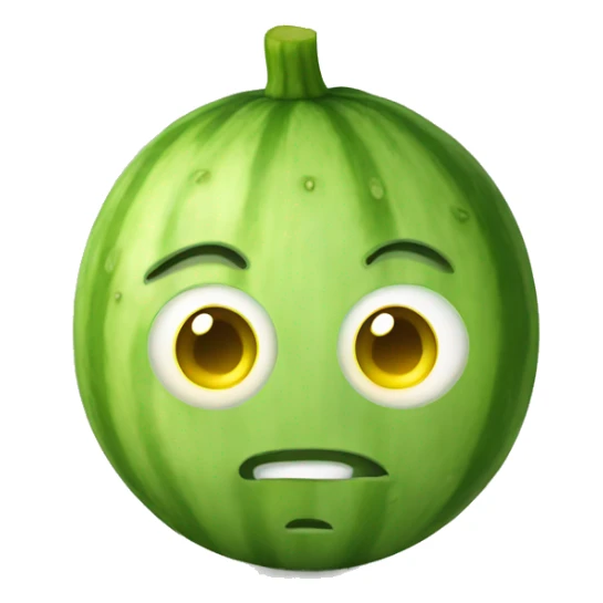 Yellow emoji with a cucumber on its eyes sticker