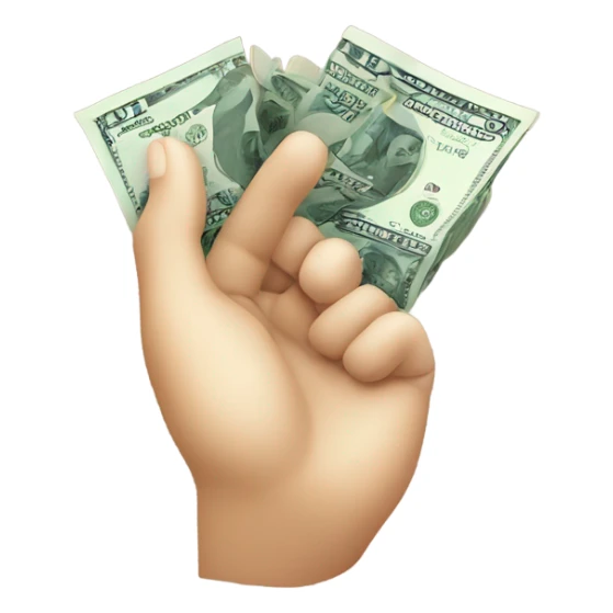 hand in heart symbol with money inside sticker