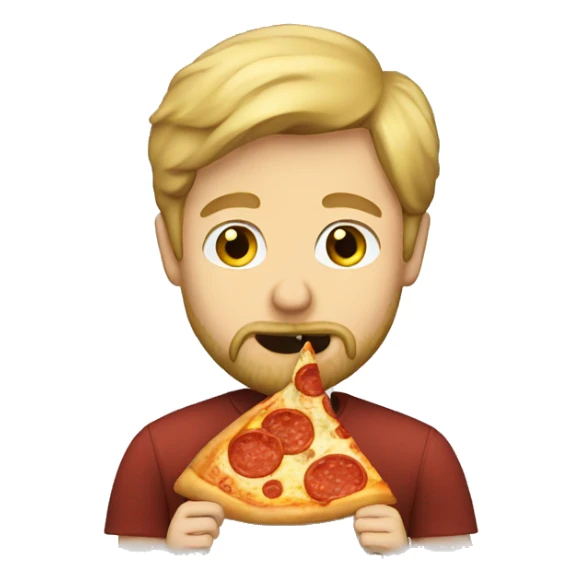 A blonde man with beard eating pizza sticker