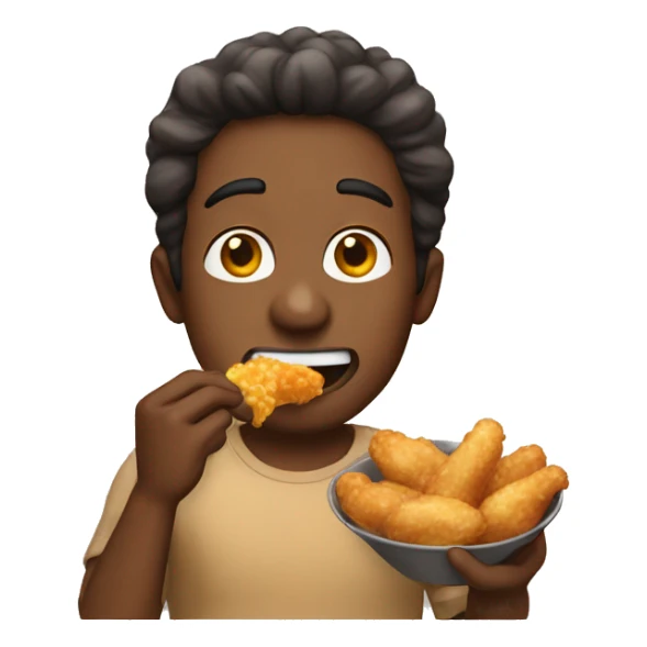 brown skin guy eating fried chicke sticker