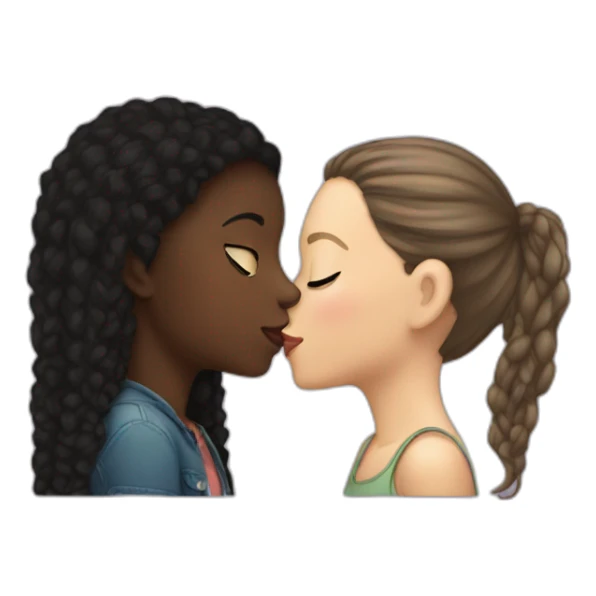White girl kissing a black girl sticker