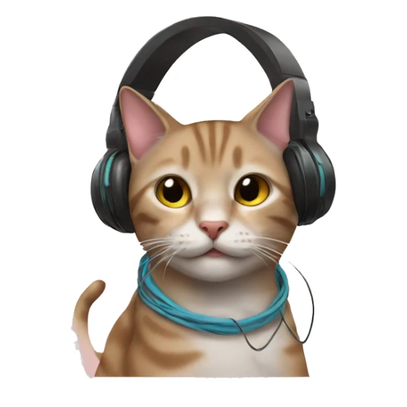 Cat in headphones sticker