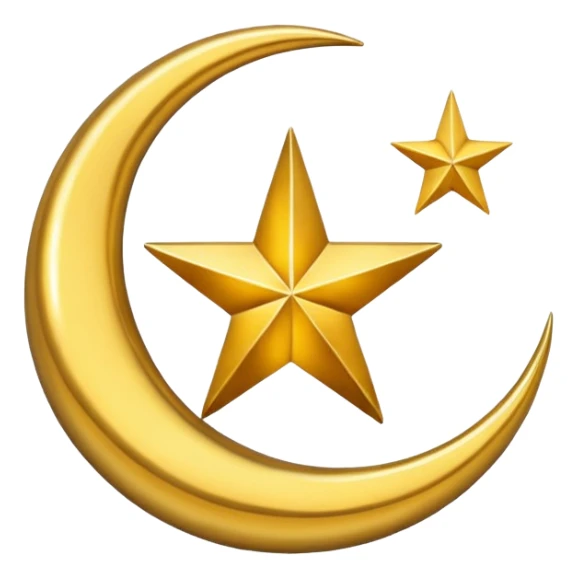 Star and Crescent emoji with black background and no face only star and crescent. sticker