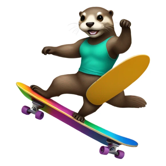 Otter riding a skateboard in a wrestling mask sticker
