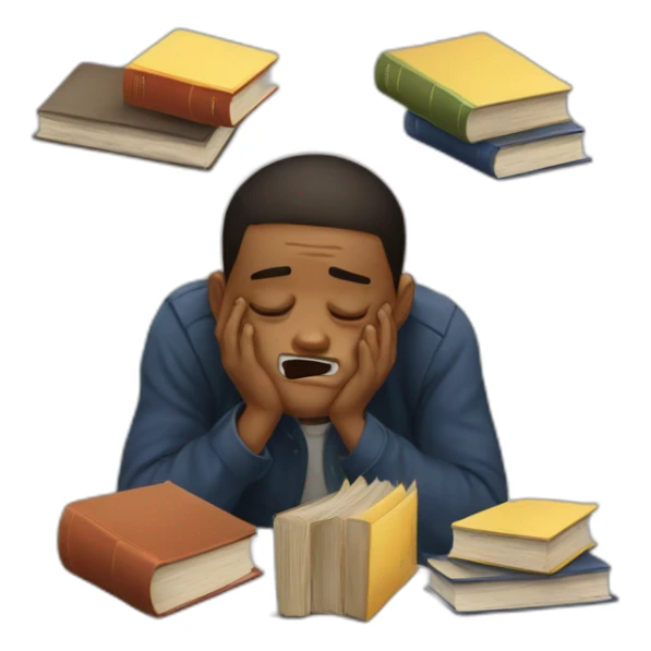 Student with books is crying with tears on his face sticker