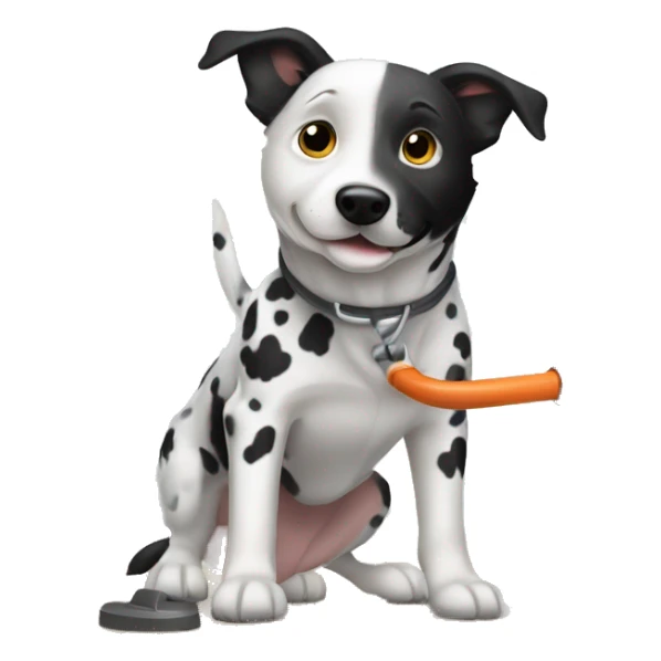 white and black dog cattle dog vacuuming sticker