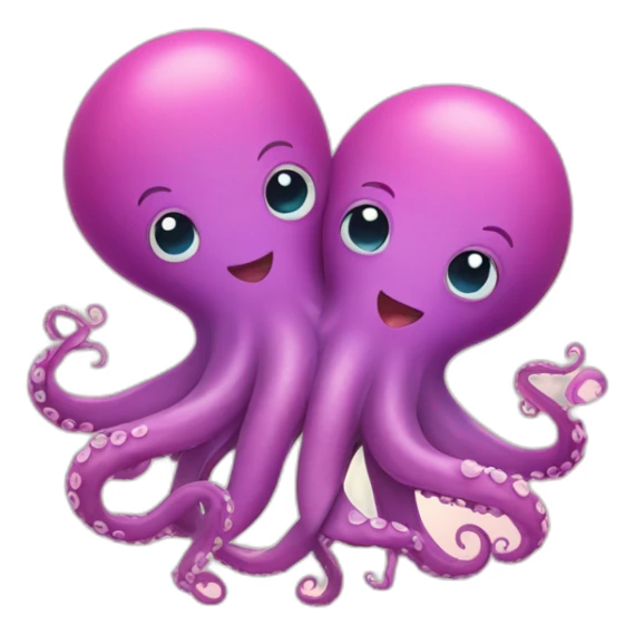 two in love octopus hugging one each other with little hearts flying around sticker