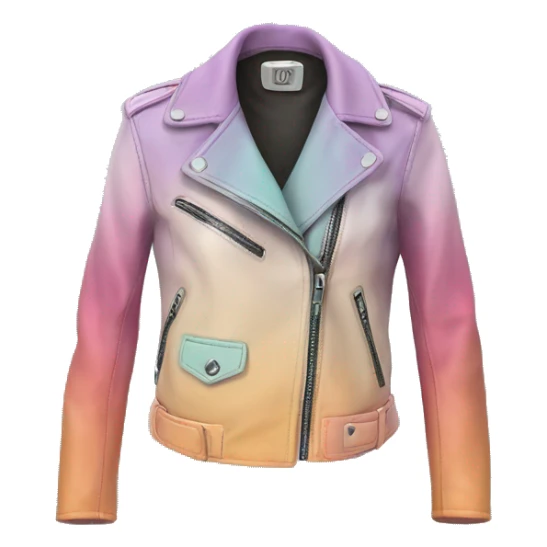 Realistic isolated pastel ombre open fashion leather jacket.. sticker