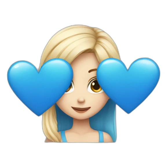 A blue heart with a cute girl sticker