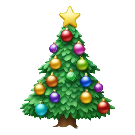 green snowy christmas tree with multicoloured baubles sticker