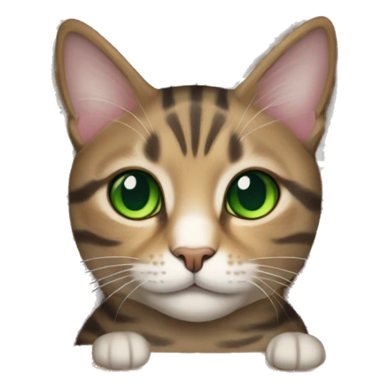 tabby cat with green eyes sitting in cardboard box sticker
