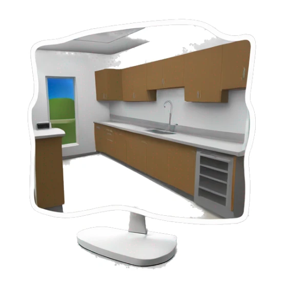 3D sketchup of canteen in pc monitor sticker