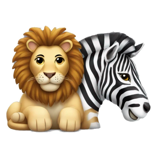 zebra & lion sitting next to each other sticker