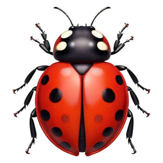 Cinematic Noble Ladybug Portrait Emoji, Poised and charming, with a tiny, rounded red shell adorned with crisp black spots, delicate antennae, and bright, observant eyes, Simplified yet sharply detailed features, highly detailed, glowing with a soft, scarlet radiance, high shine, intelligent and spirited, stylized with an air of natural whimsy, focused and alert, soft glowing outline, capturing the essence of a watchful ladybug that appears ready to scuttle out of the screen with effortless grace! sticker