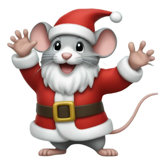Mouse Santa waving sticker