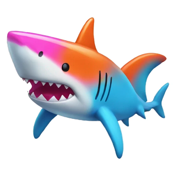 Dark Orange blue hot pink kawaii shark  sticker