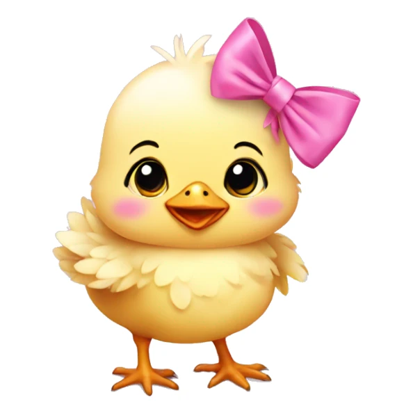 Baby chicken with pink bow sticker