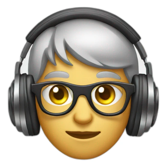 grey eyed dj with headphones and round glasses sticker