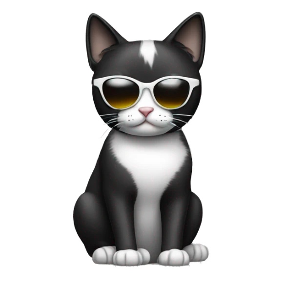 black and white cat with sunglasse sticker