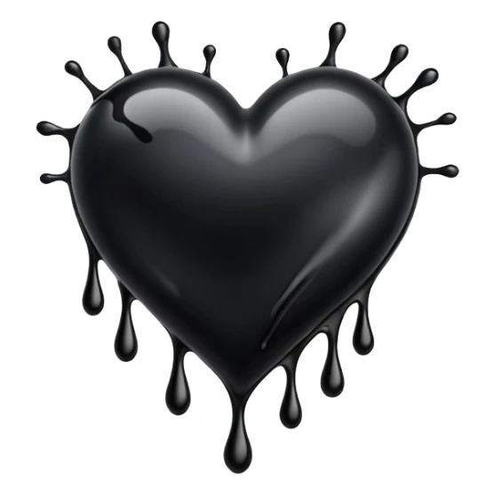 black ink heart emoji with ink streaks sticker