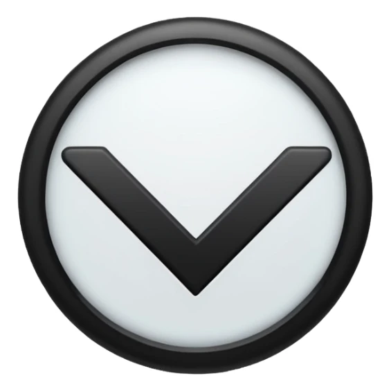 A check mark that's black with a white circle around it and it's small sticker