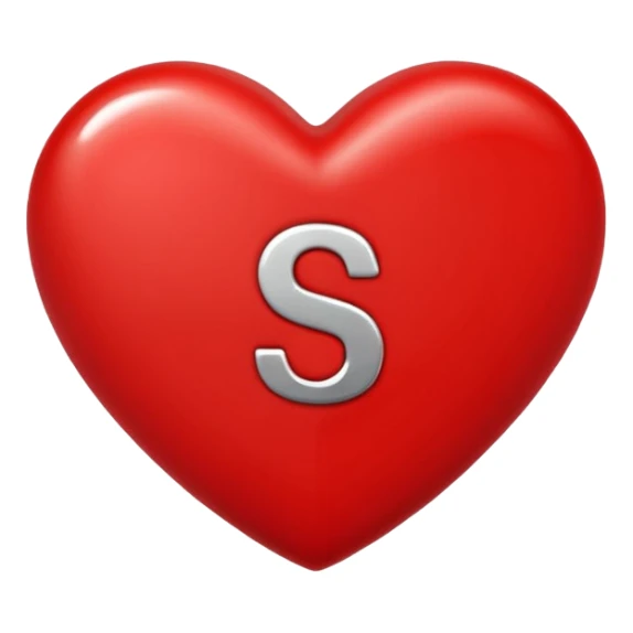 Love heart in red colour and center S letter only sticker
