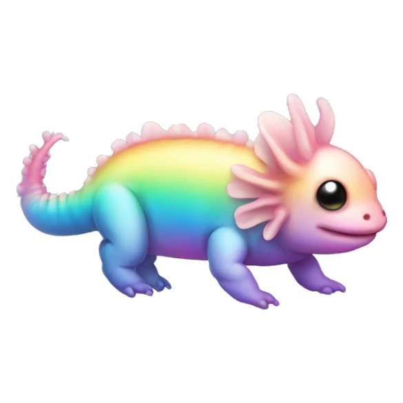 Gradient rainbow shimmery iridescent axolotl full body sticker