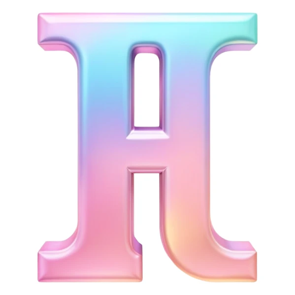 Iridescent pastel pink Font setting icon with letter I sticker