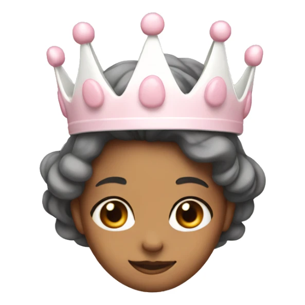 White and pastel pink crown with bow sticker