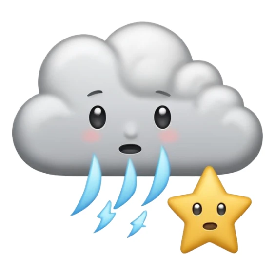 shooting star emoji with a deadpan expression and a small sigh cloud, sarcastically questioning existence sticker