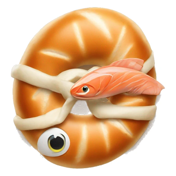 bagel holding a salmon sticker
