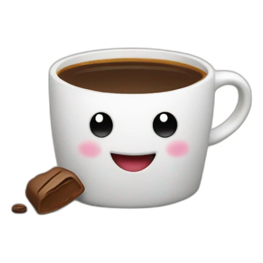 happy blob with coffee and a heart sticker