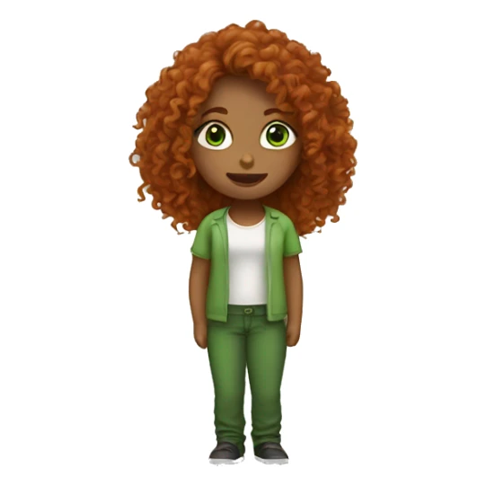 Long dark curly hair ginger women with green eyes  sticker