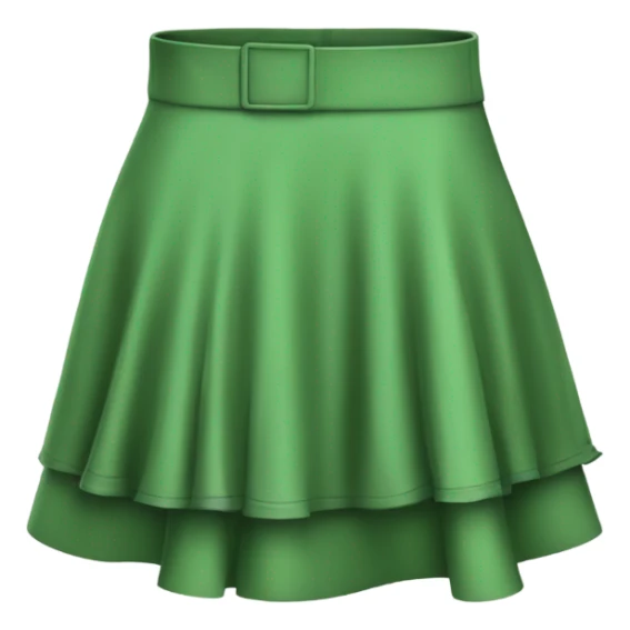 Realistic A-line high waisted green ruffle skirt, isolated sticker