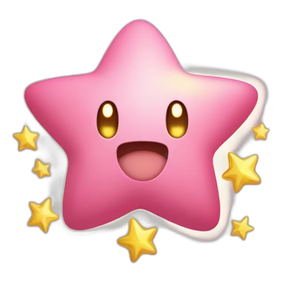 clean cute happy Kirby with a golden star emote sticker