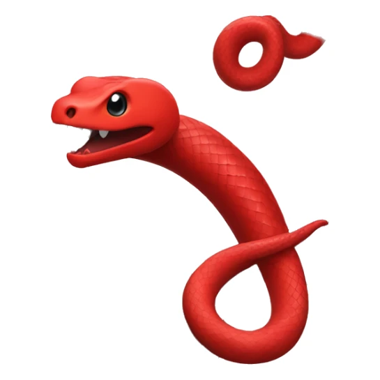 one red snake in front of a grey heart sticker