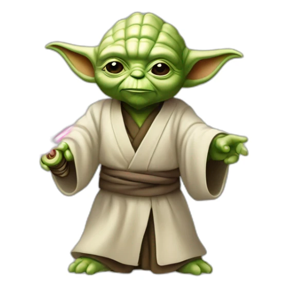 maitre yoda qui tien un sabre laser rose sticker