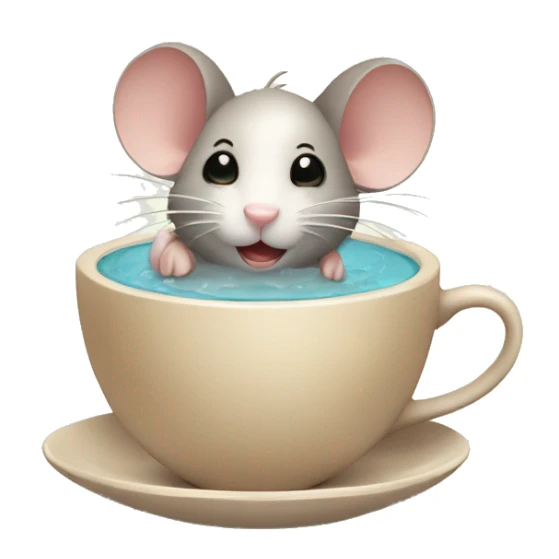 mouse bathing i a cup of coffee sticker