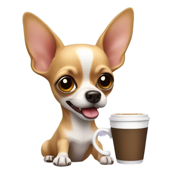 chihuahua with coffee  sticker