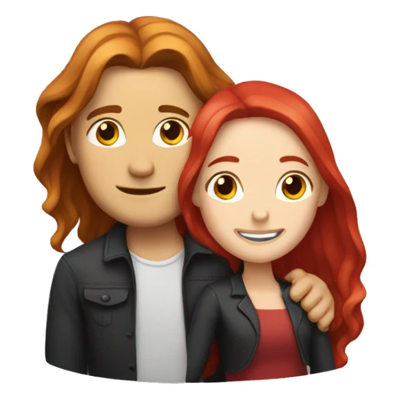 White Man with long hair hugging a white red hair woman sticker