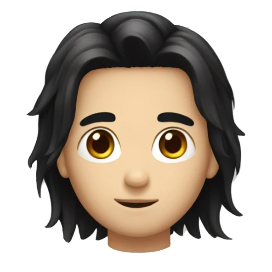 Long black hair boy sticker